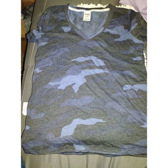Victoria Secret Pink Blue Camo Shirt 